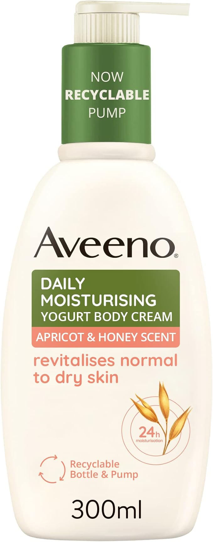 Aveeno Daily Moisturising Yogurt Body Cream Apricot Honey Scent With Nourishing Oat Greek Yogurt 24Hour Moisturisation Suitable for Dry Sensitive Skin Rich Creamy Formula 300ml - Image 1