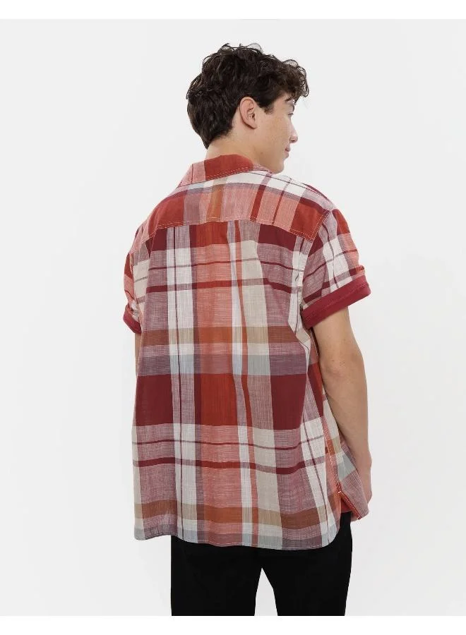 American Eagle AE Plaid Button-Up Poolside Shirt