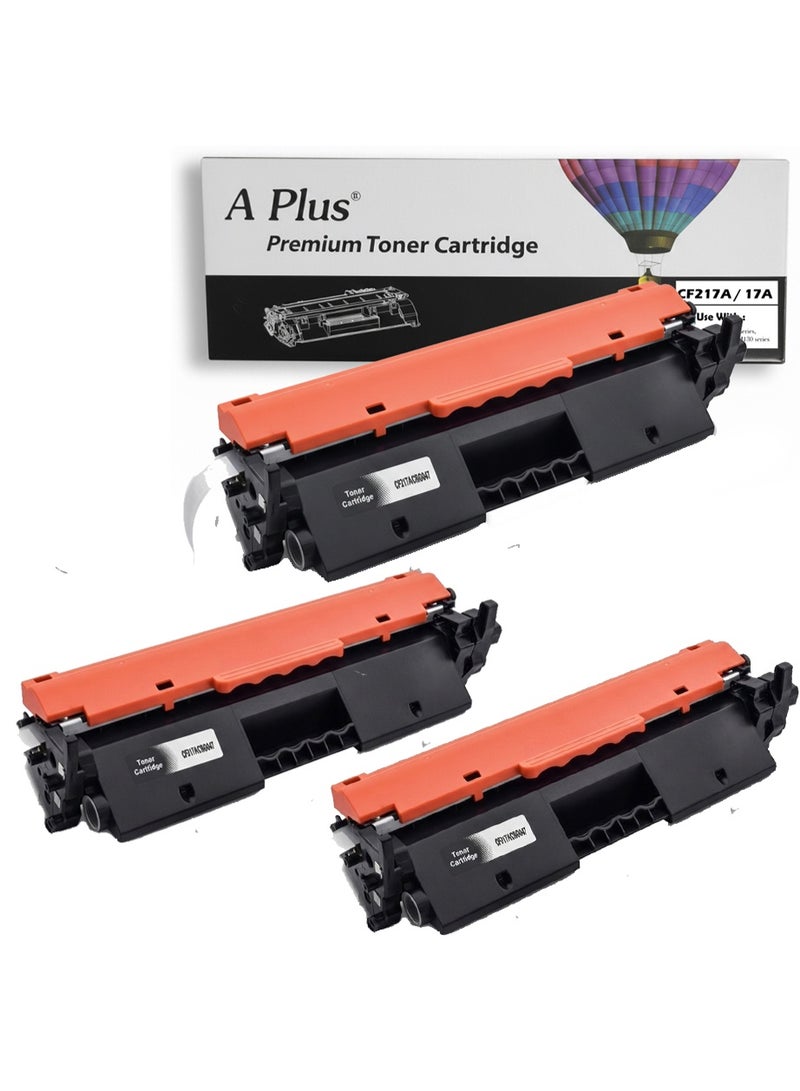 APlus 17A CF217A 3 Pieces Compatible Black Laserjet Toner Cartridge for HP LaserJet Pro M102 and MFP M130 Series - Image 1