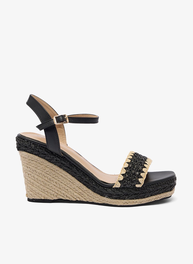 جينجر صنادل بكعب إسفيني بحزام للكاحل - Image 1