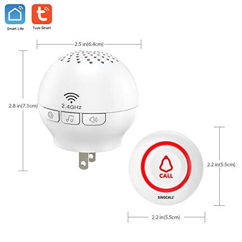 SINGCALL Tuya Caregiver Pager Smart Wireless Calling System WiFi SOS Emergency Home Caring Nurse Buzzer Call Bell System for Old People Patients Children - Image 2