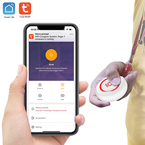 SINGCALL Tuya Caregiver Pager Smart Wireless Calling System WiFi SOS Emergency Home Caring Nurse Buzzer Call Bell System for Old People Patients Children - Image 4