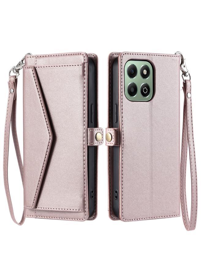 S-TOP Case For Honor X6b / X6a Wallet Multi-card Slot Leather Phone Case with Lanyard - Image 1