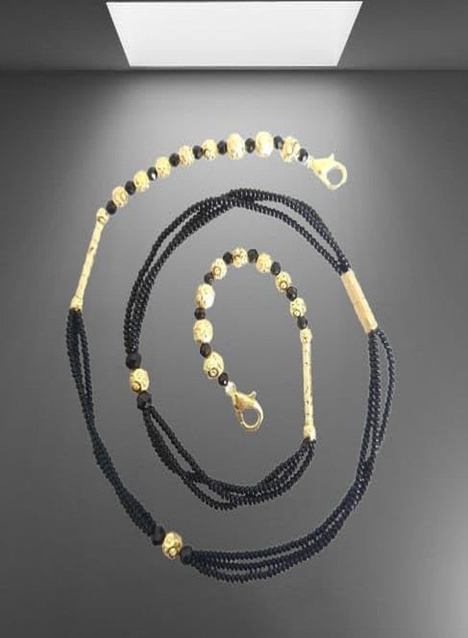 DENICRAAS Traditional Black and Gold Plated Mangalsutra Chain Necklace, Multi-Strand Design - Image 3