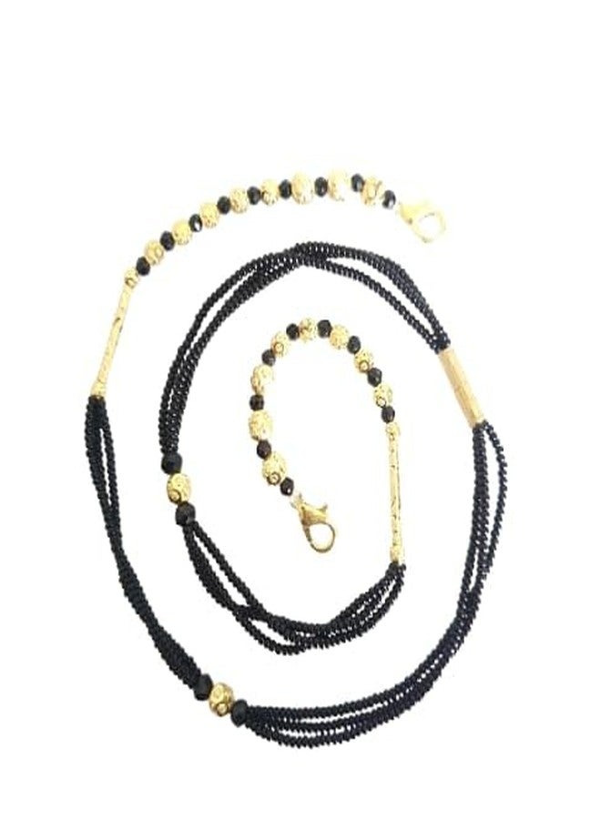 DENICRAAS Traditional Black and Gold Plated Mangalsutra Chain Necklace, Multi-Strand Design - Image 1