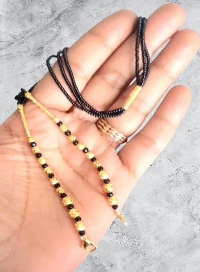DENICRAAS Traditional Black and Gold Plated Mangalsutra Chain Necklace, Multi-Strand Design - Image 2