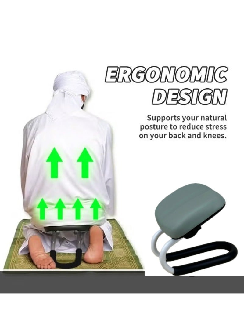 حياة كومفورت كرسي السجود المحمول، كرسي الصلاة، كرسي التأمل بارتفاع قابل للتعديل، كرسي اليوغا مع وسادة ناعمة، كرسي السجود، مقعد دعم السجود للاستخدام في المنزل أو المكتب أو المسجد أو السفر – أخضر - Image 4
