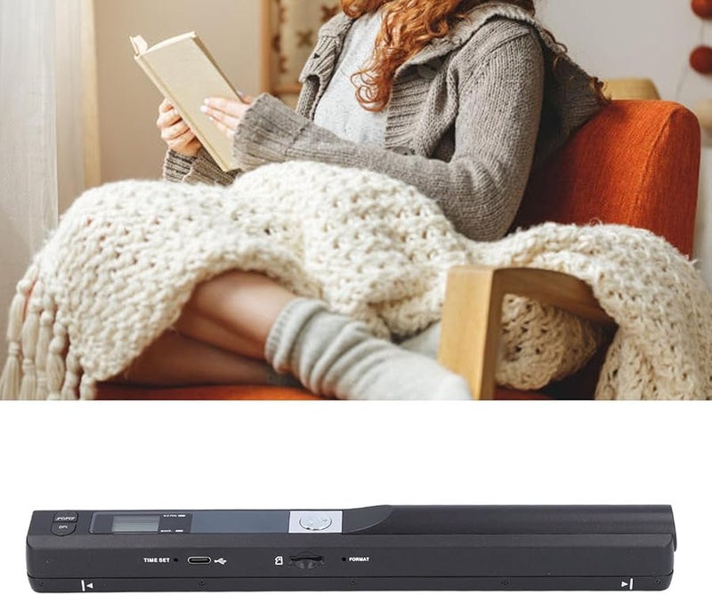 Portable Scanner 900DPI Handheld Document Photo A4 Receipt Mobile USB Travel Black - Image 4