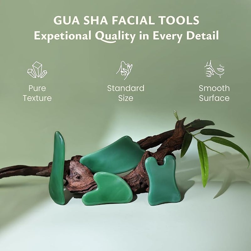 Rena Chris Guasha Massage Tool, 4 Pcs Gua Sha Facial Tool, Guasha Board for SPA Acupuncture Therapy Trigger Point Treatment, Gua Sha Scraping Massage Tool - Image 2