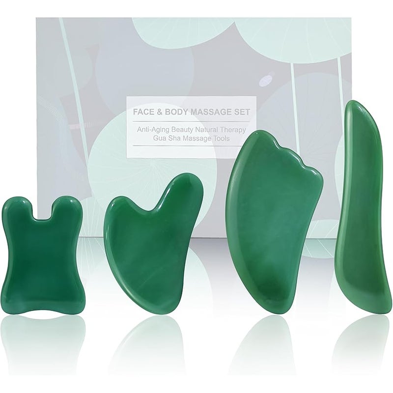 Rena Chris Guasha Massage Tool, 4 Pcs Gua Sha Facial Tool, Guasha Board for SPA Acupuncture Therapy Trigger Point Treatment, Gua Sha Scraping Massage Tool - Image 1