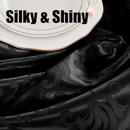 RUDONG M 2 Pack Black Satin Table Runners 12 x 108 Inch, Long Silky Damask Table Runner Decor, Bright Smooth Jacquard Dining Table Runners for Weddings, Banquet, Parties Dinner Decoration - Image 5