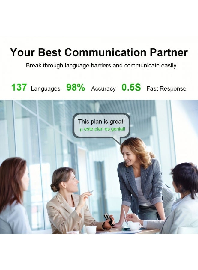 عصا ترجمة الذكاء الاصطناعي ترجمة متعددة اللغات مع ترجمة غير متصلة بالإنترنت ترجمة ثنائية الاتجاه في الوقت الحقيقي تدعم 137 لغة، مترجم بلوتوث محمول للسفر والدراسة والتسوق والأعمال - Image 5