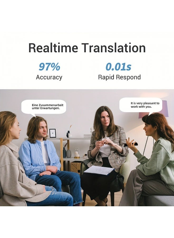 عصا ترجمة الذكاء الاصطناعي ترجمة متعددة اللغات مع ترجمة غير متصلة بالإنترنت ترجمة ثنائية الاتجاه في الوقت الحقيقي تدعم 137 لغة، مترجم بلوتوث محمول للسفر والدراسة والتسوق والأعمال - Image 4