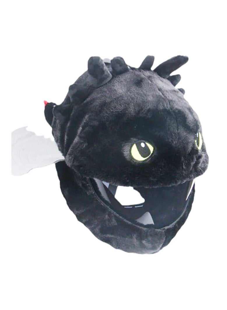 general Two-dimensional yuan plush cartoon hood plush hat cosplay black toothless boy mask - Image 2