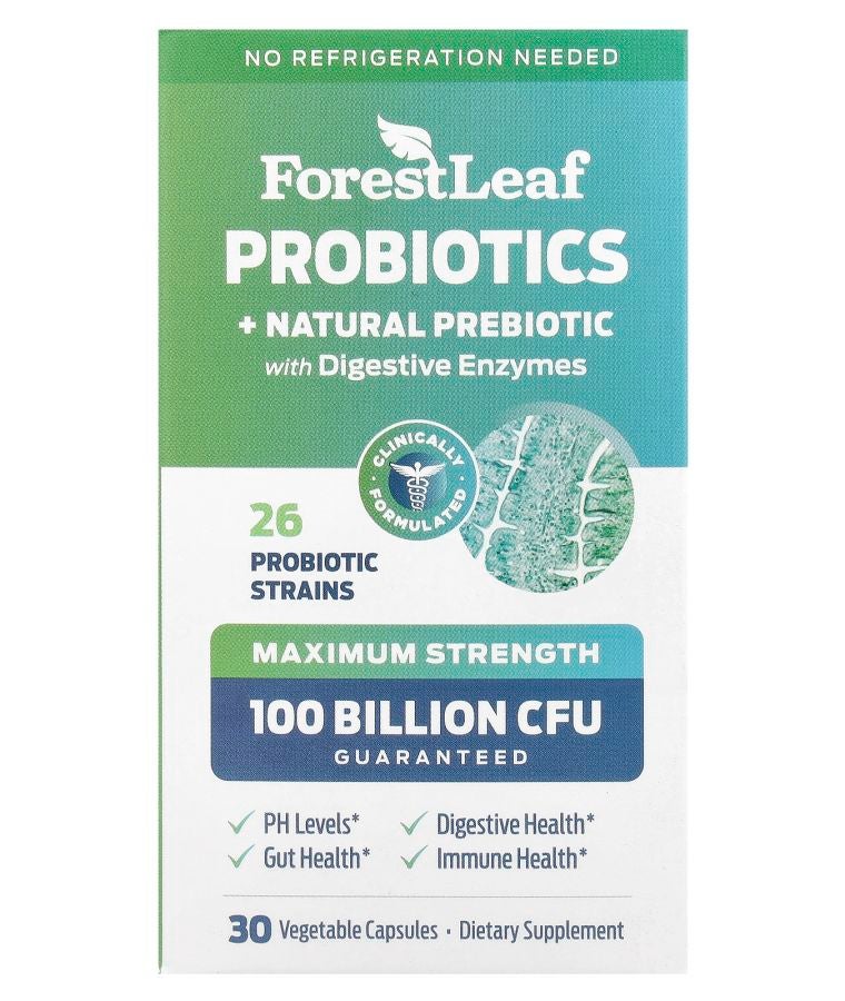 Probiotics + Natural Prebiotic with Digestive Enzymes Maximum Strength 30 Vegetarian Capsules