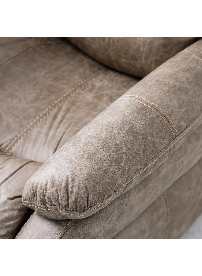 DANUBE HOME Adric 1 Seat Faux Leather Relaxing Chair Metal Legs One Seater Recliner Sofa 82x80x98cm - Light Brown - Image 2