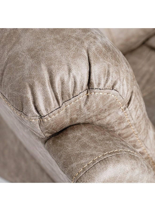 DANUBE HOME Adric 1 Seat Faux Leather Relaxing Chair Metal Legs One Seater Recliner Sofa 82x80x98cm - Light Brown - Image 3