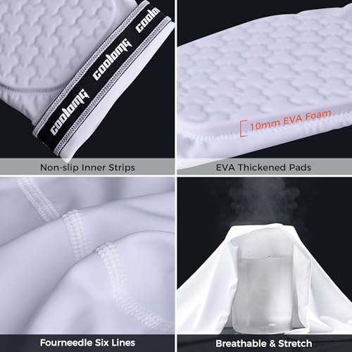 COOLOMG compression arm sleeves with elbow pad for volleyball basketball football white S - Image 5