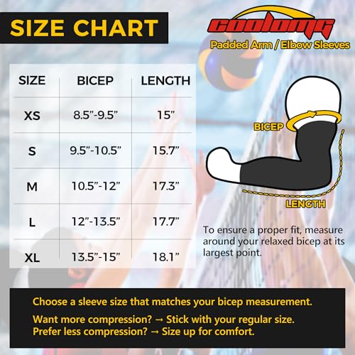 COOLOMG compression arm sleeves with elbow pad for volleyball basketball football white S - Image 3