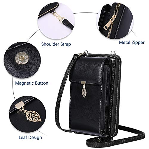 HUANLANG Small Crossbody Phone Bags for Women Leather Cell Phone Purse Wallet RFID Blocking Ladies Shoulder Bag Credit Card Slots Lightweight Crossbody Bag - Image 4