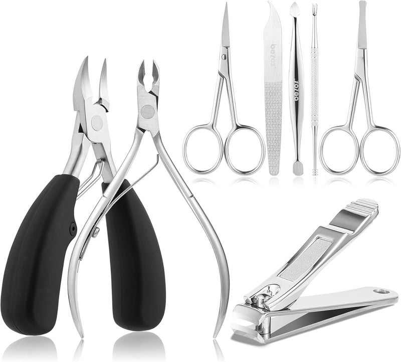 BEZOX 8pcs Professional Nail Clipper KitStainless Steel Nail Cutter Manicure sets for women men Ultra Sharp nail tools Practical and Durable Pedicure kit for Travel Home