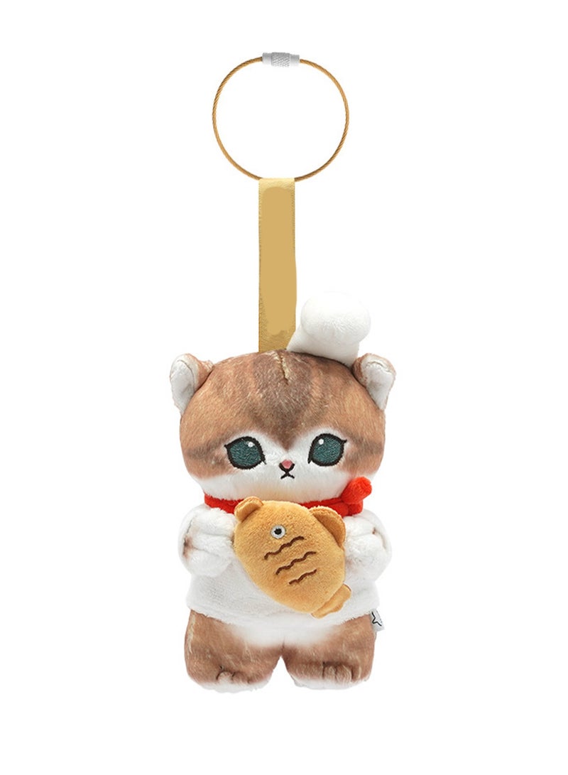 10cm Sunday Eating Fish Cat Pendant Keychain Plush Doll Backpack Accessories Bag Pendant Cartoon Bag Accessories Doll Gift  - Image 1