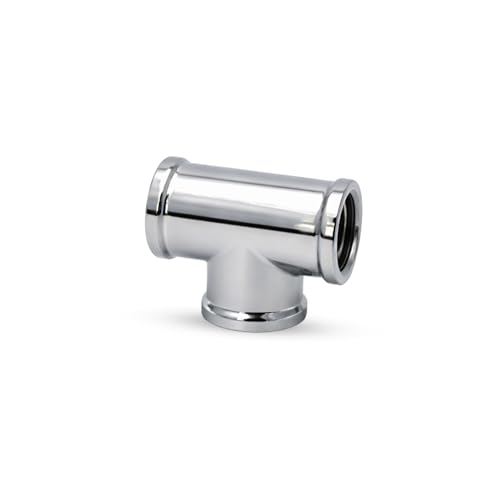 KINIK Chrome Plated Brass Tee Fitting – 1/2" x 1/2" Inch Female Thread Coupling Adapter – Heavy Duty Connector for Plumbing, Water Lines & Geysers - Image 1