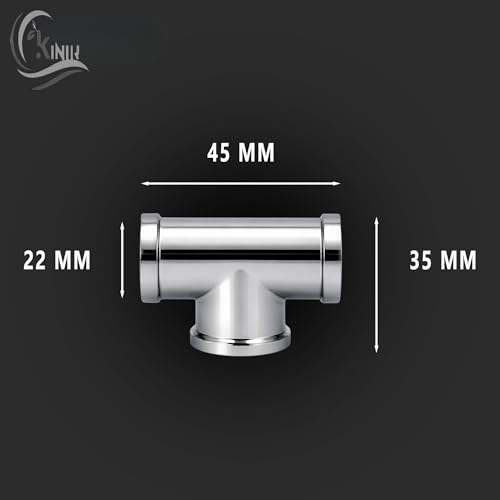 KINIK Chrome Plated Brass Tee Fitting – 1/2" x 1/2" Inch Female Thread Coupling Adapter – Heavy Duty Connector for Plumbing, Water Lines & Geysers - Image 2