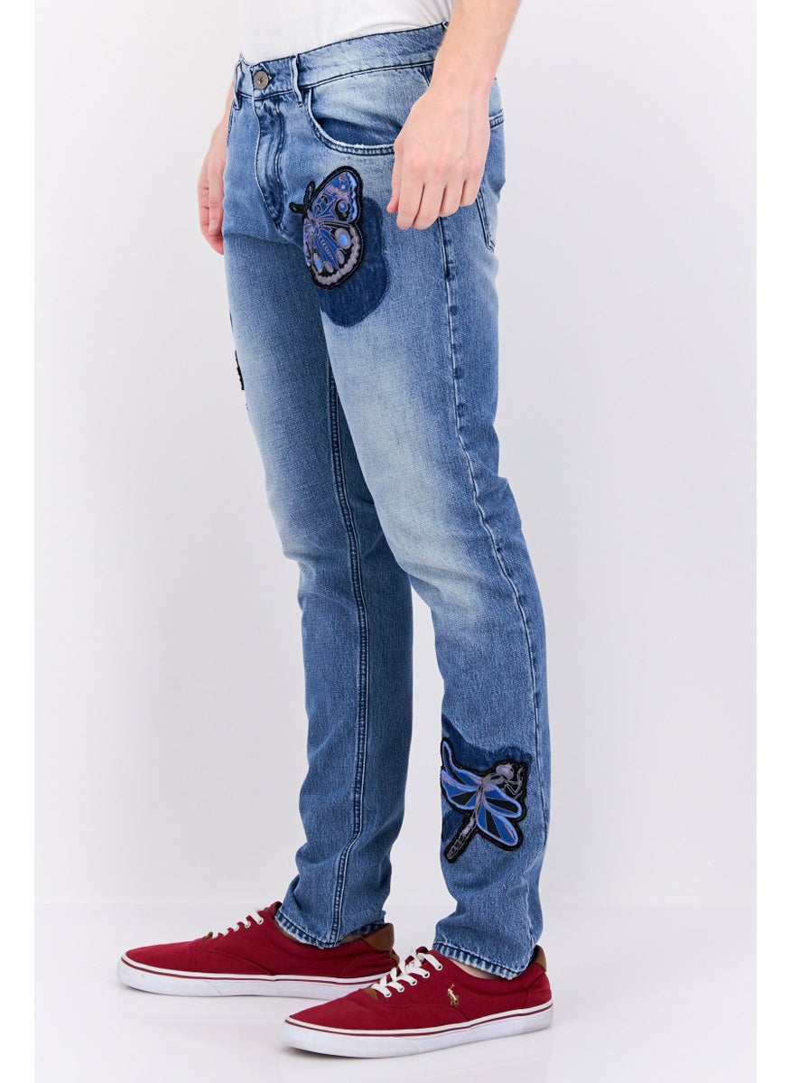 TRUSSARDI JEANS Men Skinny Fit Washed Denim Jean, Blue Combo  - Image 3
