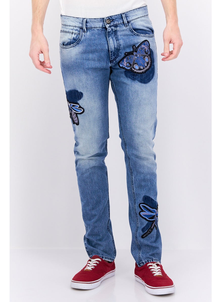 TRUSSARDI JEANS Men Skinny Fit Washed Denim Jean, Blue Combo  - Image 1