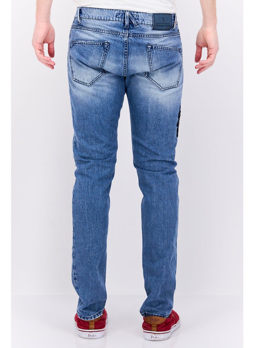 TRUSSARDI JEANS Men Skinny Fit Washed Denim Jean, Blue Combo  - Image 4