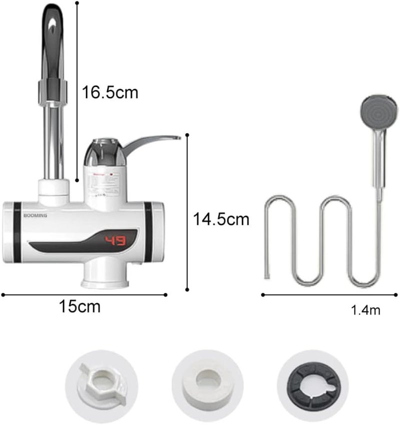klarako 360° Electric Hot Water Heater, LED Digital Display Shower Heater, Electric Instant Water Heating Hot and Cold Water Heater Faucet 220V British Plug  Under Adapter - Image 5