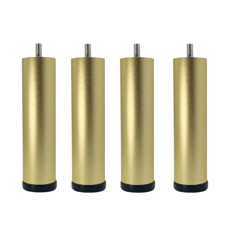 Yuqim 4 Pack Adjustable Furniture Legs Replacement M8 Thread Metal Furniture Legs 8 Inch Couch Legs Replacement Legs for Bed, Sofa, Cabinet(Gold, 5.7-6.06 Inch) - Image 1