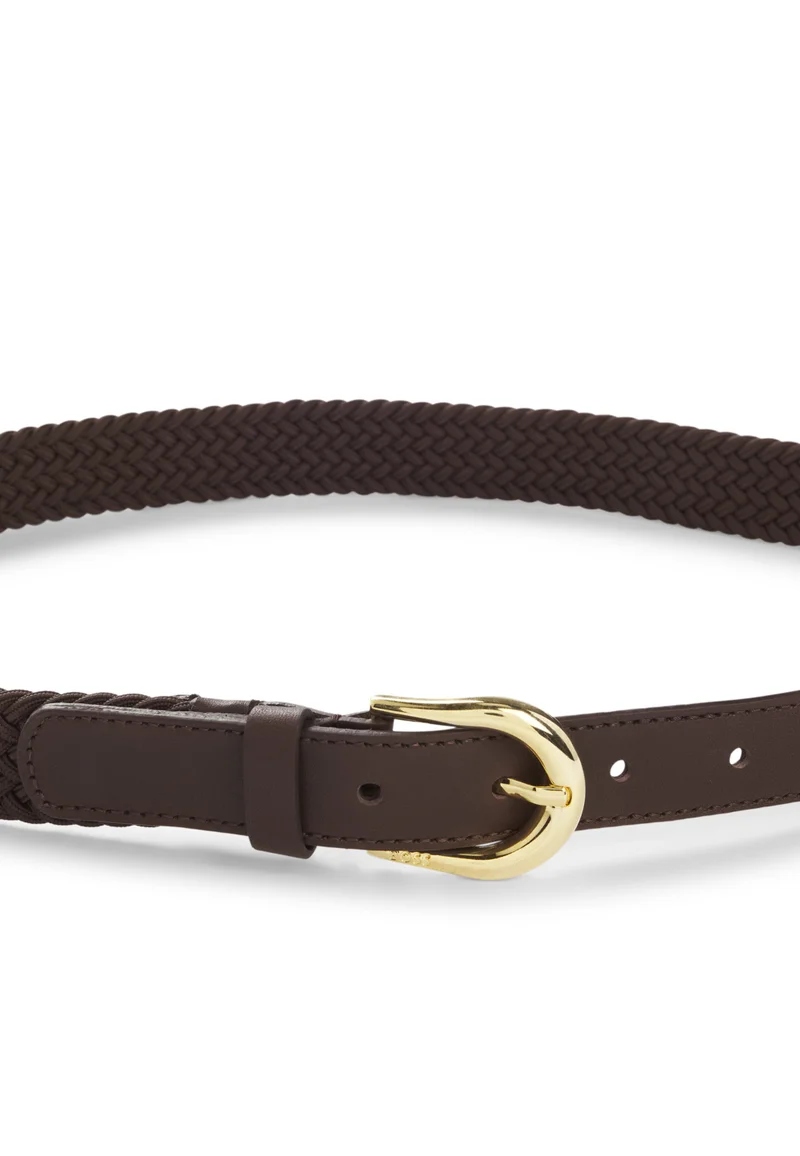 BOSS Dark Brown Woven belt with leather trims for Women | Best Price UAE