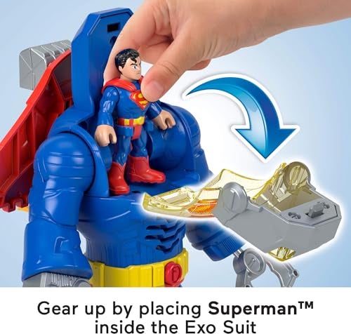 imaginext لعبة فيشر-برايس إيمجينكت دي سي سوبر فريندز سوبرمان مع بدلة إكسو 12 بوصة روبوت مع أضواء وأصوات للأطفال من عمر 3 سنوات فما فوق - Image 3