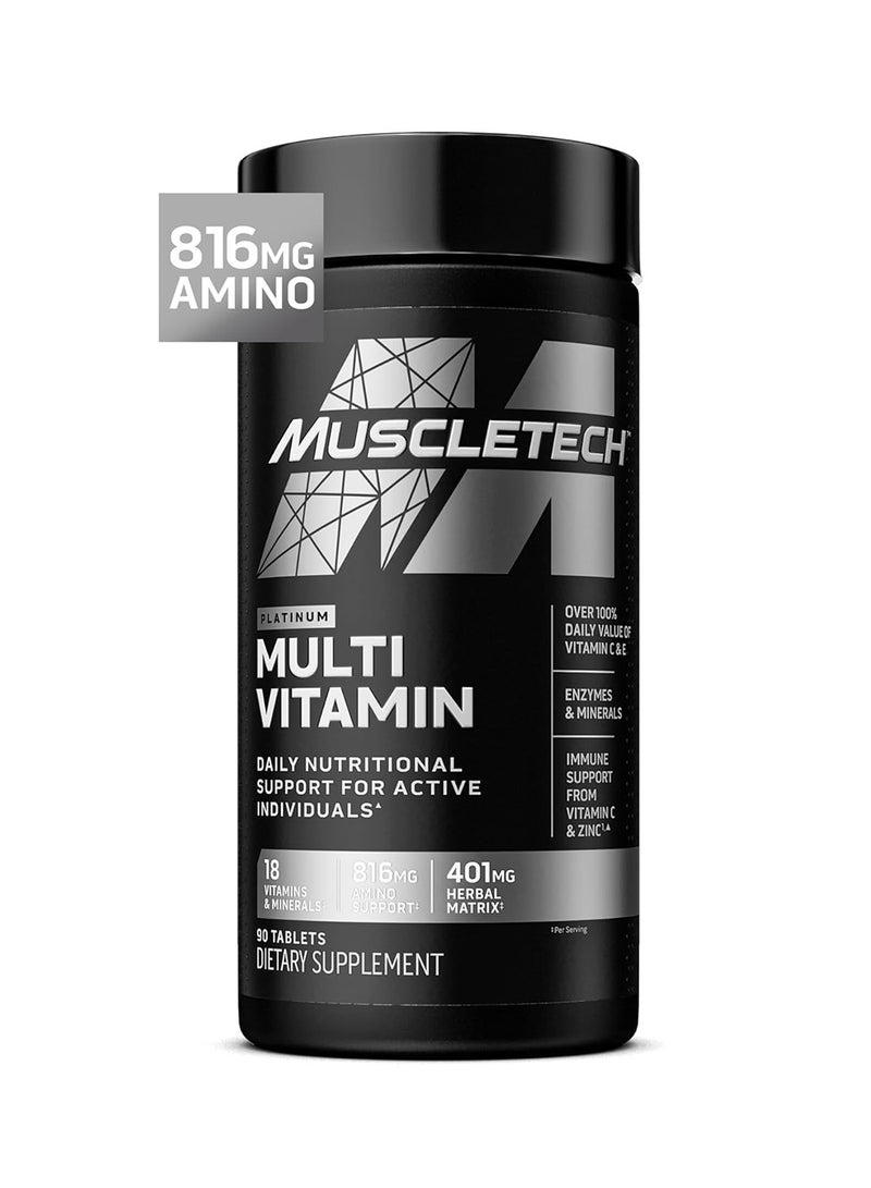 MuscleTech Platinum Multi Vitamin for Men Women Daily MultiVitamin Immune Support 90 Tablets - Image 1