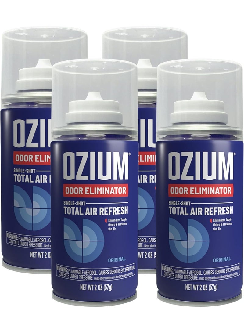 Ozium معطر هواء OZIUM® مزيل الروائح، 2 أونصة رذاذ واحد لتجديد الهواء بالكامل ومعطر هواء السيارة - أصلي - عبوة 4 - Image 1