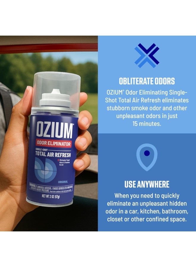 Ozium معطر هواء OZIUM® مزيل الروائح، 2 أونصة رذاذ واحد لتجديد الهواء بالكامل ومعطر هواء السيارة - أصلي - عبوة 4 - Image 2