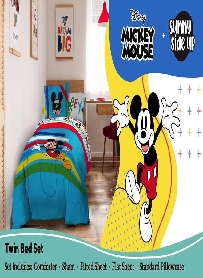 Sunny Side Up Disney Mickey Mouse Twin Comforter Set - 5 Piece Kids Bedding Includes Comforter, Sheets & Pillow Cover - Super Soft Microfiber Bed Set - Image 2