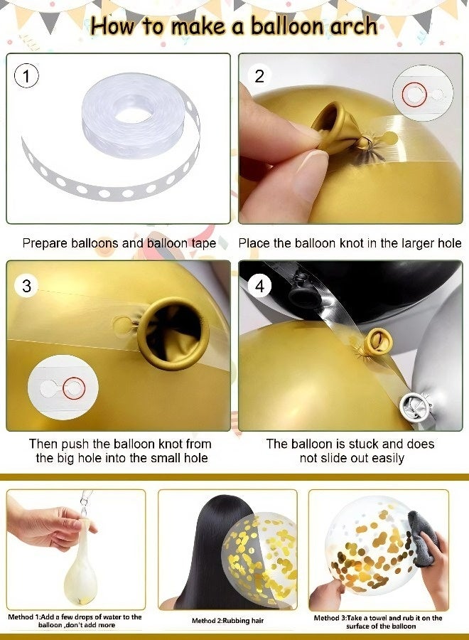 مجموعة زينة بالونات سوداء وذهبية مكونة من 133 قطعة | مجموعة زينة بالونات فاخرة باللونين الأسود والذهبي مع قصاصات ورقية ملونة لحفلات الزفاف وأعياد الميلاد والتخرج ورمضان وحفلات استقبال المولود الجديد واحتفالات العيد الوطني. - Image 3