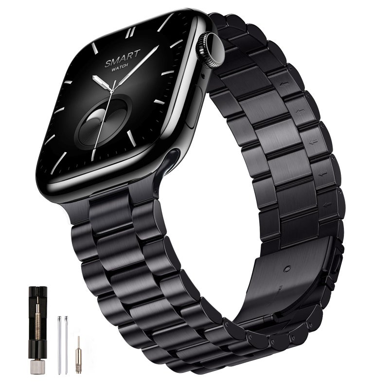 SUNFWR Compatible with Apple Watch Band 44mm 45mm 42mm 46mm 49mm for Men Women, Stainless Steel Metal iWatch Band for Apple Watch Series 11/10/9/8/7/6/5/4/3/2/1/SE/SE2/SE3 Ultra3/2/1 (No case) - Image 1