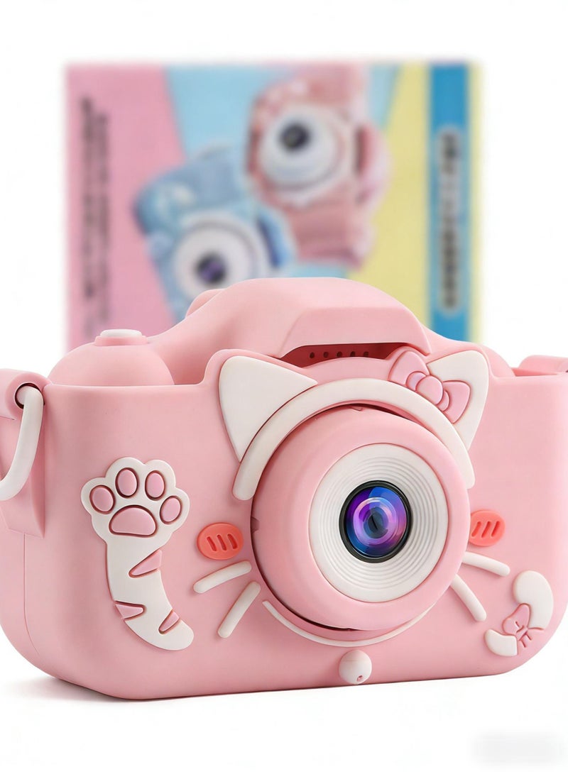 هدايا كاميرات للأطفال من 3 إلى 12 سنة للبنين والبنات، كاميرا رقمية صغيرة قابلة لإعادة الشحن ومقاومة للصدمات، هدايا كاميرات فيديو، فيديو عالي الدقة 8 ميجابكسل، شاشة 2 بوصة للعب في الهواء الطلق (بطاقة TF سعة 32 جيجابايت وقارئ بطاقات)، لون وردي - Image 4