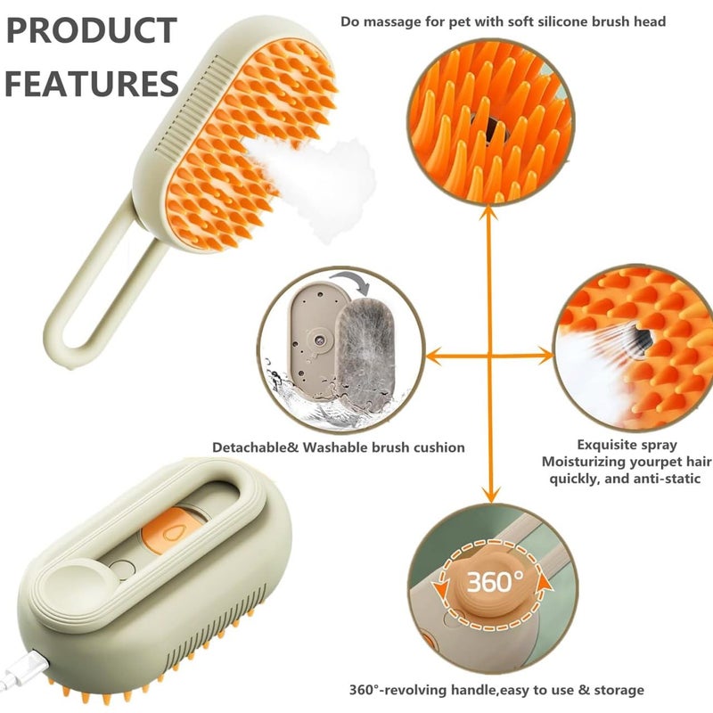 DOCROK 3 in 1 Cat Steamy Brush, Steamy Silicone Massage Grooming Brush for Cat and Dog, Steamer Brush for Massage, Tangled And Hair Loss Remover - Image 4