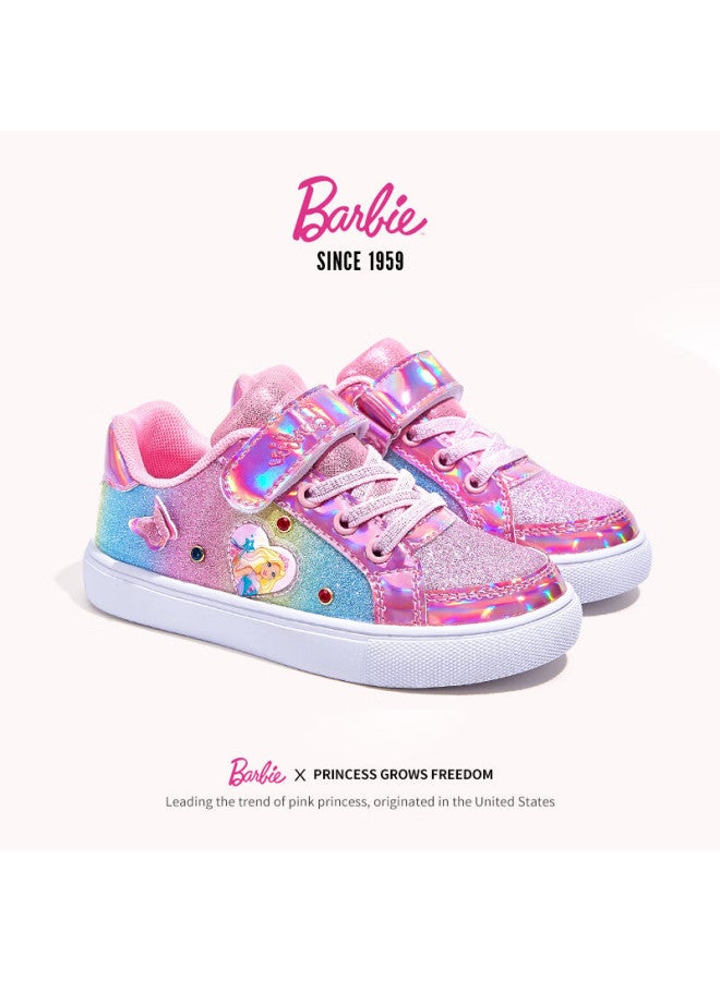 Barbie أحذية أطفال بابي، أحذية رياضية منخفضة للربيع والخريف بأسلوب الأميرة للفتيات، أحذية رياضية عصرية للأطفال، دا5355، وردي، مقاس 32 - Image 2