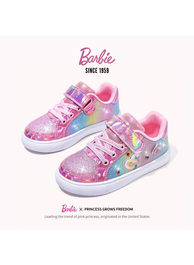 Barbie أحذية أطفال بابي، أحذية رياضية منخفضة للربيع والخريف بأسلوب الأميرة للفتيات، أحذية رياضية عصرية للأطفال، دا5355، وردي، مقاس 32 - Image 3