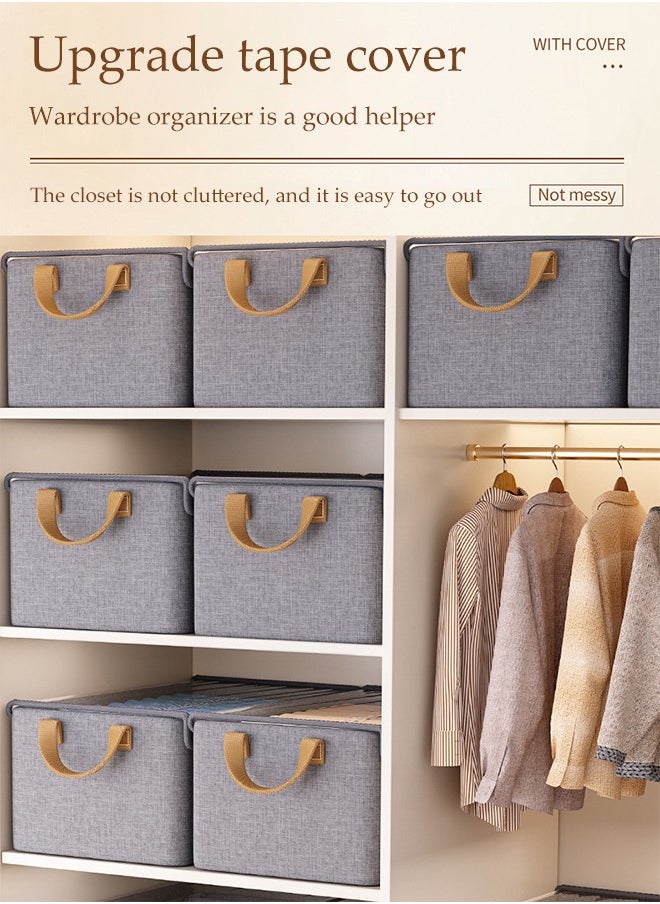 DUNISO 3 Pcs Foldable Clothing Storage Boxes, Fabric Storage Drawers With Lids, Moisture Proof And Dustproof,With Handle，Suitable For Storing Clothing, Toys, Underwear, Socks, 40 * 27 * 21cm (Gray)  - Image 2