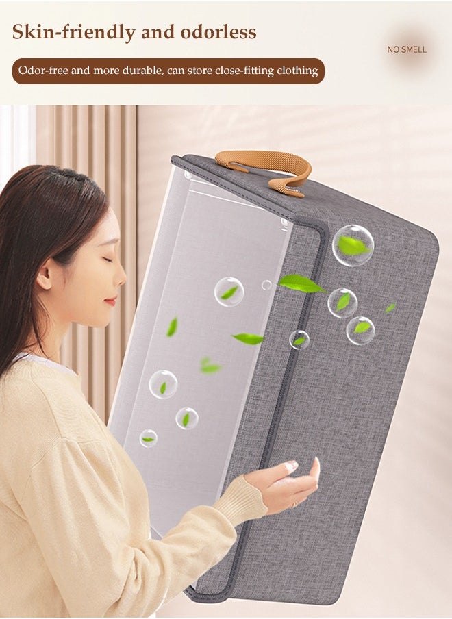 DUNISO 3 Pcs Foldable Clothing Storage Boxes, Fabric Storage Drawers With Lids, Moisture Proof And Dustproof,With Handle，Suitable For Storing Clothing, Toys, Underwear, Socks, 40 * 27 * 21cm (Gray)  - Image 5
