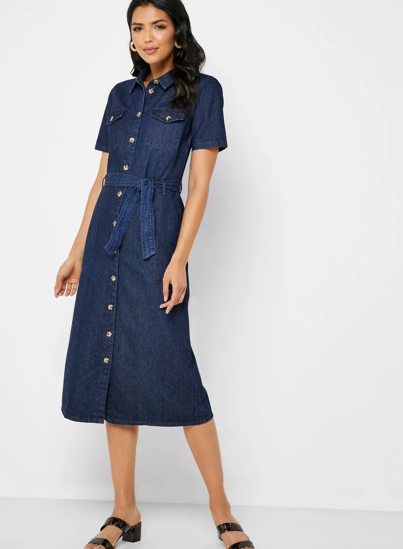 DOROTHY PERKINS Tie Waist Denim Shirt Dress