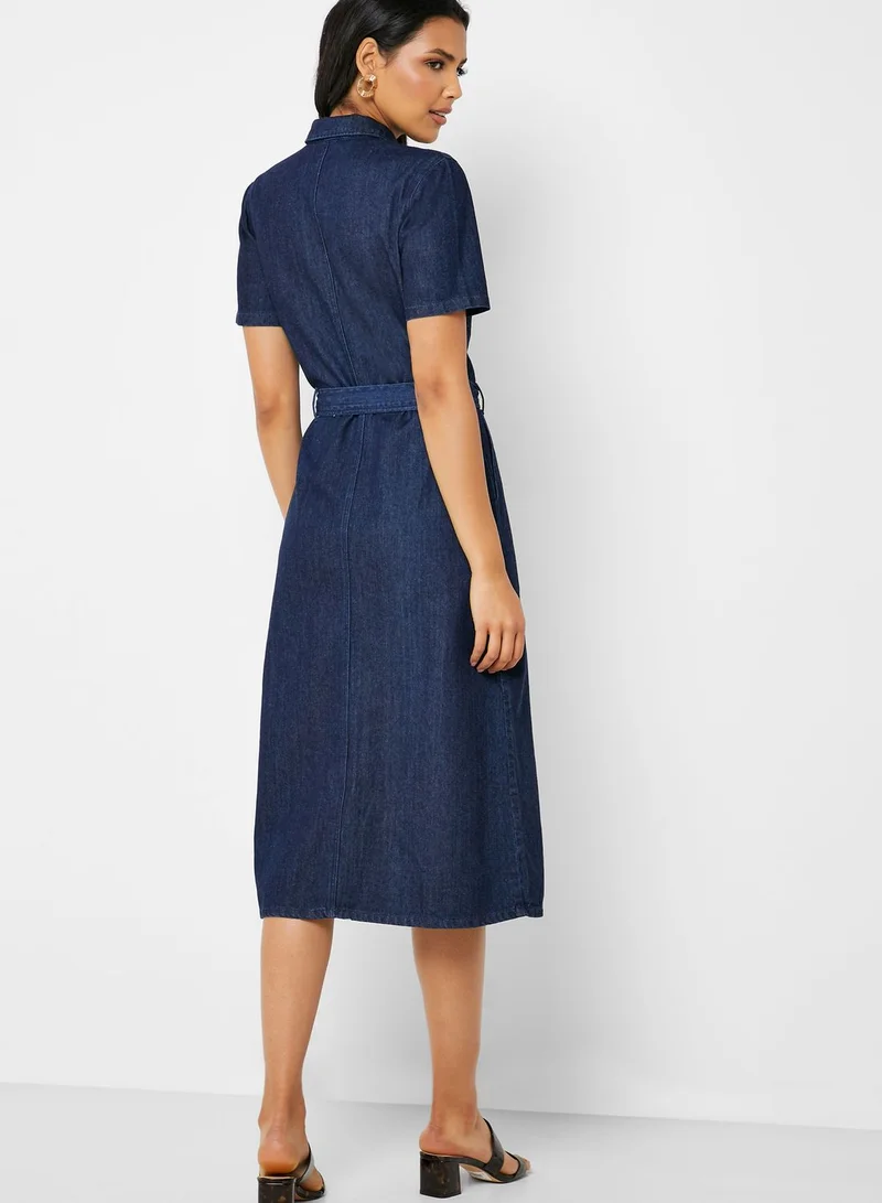 DOROTHY PERKINS Tie Waist Denim Shirt Dress