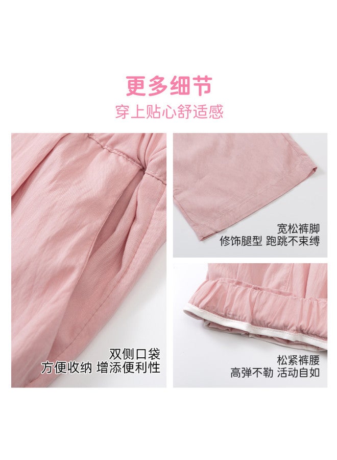 Bumblebee Girls' Mosquito-repellent Pants Thin Summer Kids' Wear Ice Silk Wide-leg Trousers Girls' Long Pants Big Kids' Yamamoto Straight Pants - Image 5